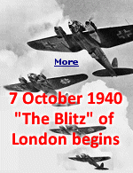 Between 7 October 1940 and 6 June 1941 almost 28,000 high explosive bombs and over 400 parachute mines were recorded landing on Greater London. Daylight bombing was abandoned after October 1940 as the Luftwaffe experienced unsustainable losses. 